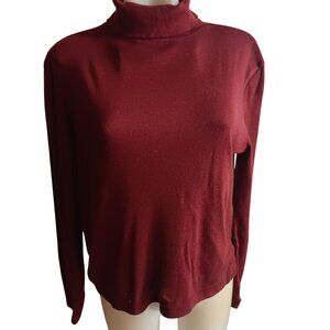 Women's Large Vintage 70's Single Stitch Brown Turtleneck Zipback Pullover